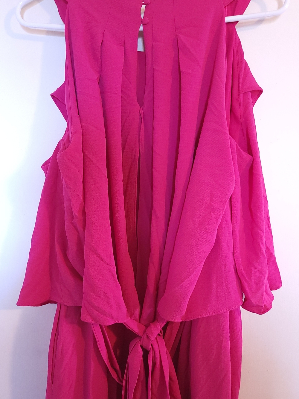 Lane Bryant Crepe Jumpsuit Sleeveless Ruffles Wide Leg Pockets Lined Pink Sz 28 - Picture 4 of 11